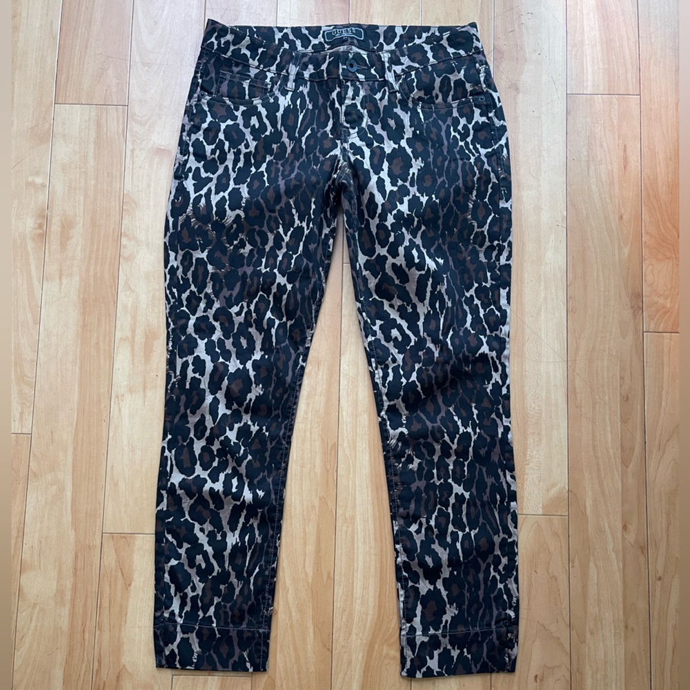 Y2K Vintage Guess Leopard Print Stretch Jeans Size 27